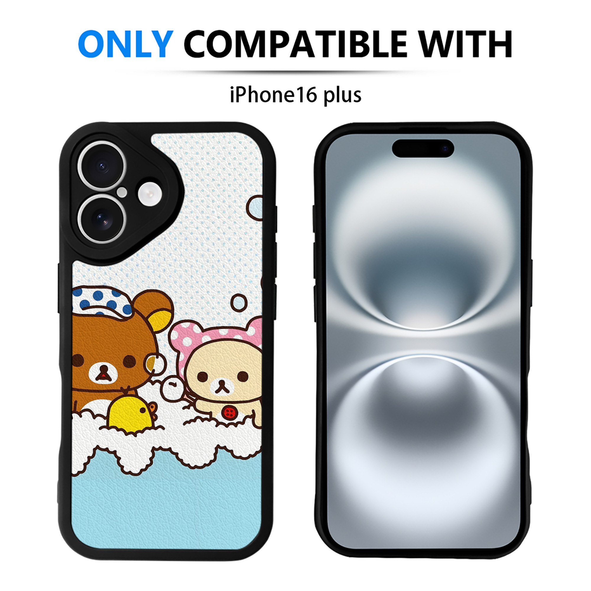 （画像用） リラックマ リラックマ キイロイトリ Rilakkuma Korilakkuma Kiiroitori 【iPhone 16シリーズ対応】シリコンスマホケース（レザー調） 材質：シリコン